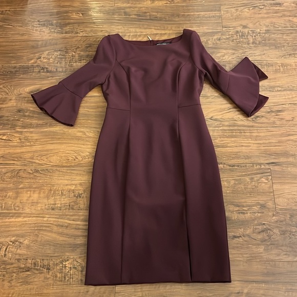 NWT White House Black Market Long Sleeve Fully- Lined Sz 10 Maroon Midi Dress. - Picture 11 of 15